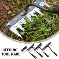 5/6/7/8 Teeth Garden Weeding Rake Carbon Steel Removable Rake Soil Hoe Agricultural Straw Rake Multi Purpose Weeding Tools