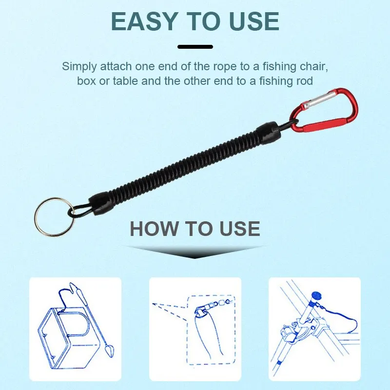 Fishing Lanyards 3pcs 22cm Retractable Coiled Tether with Carabiner TPU Boating Fishing Rope Retention Rope Fishing Tools Tackle