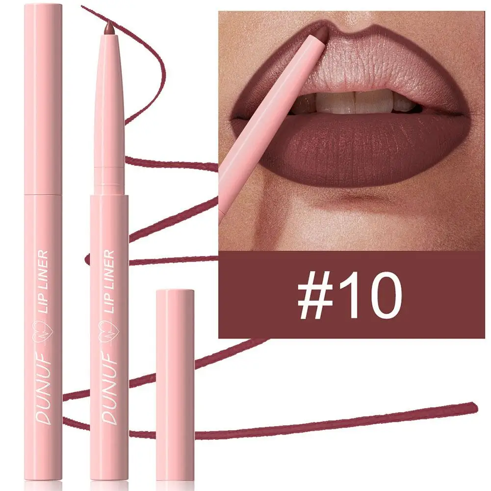 Lápiz Delineador de labios mate de 12 colores, tinte de contorno rojo, lápiz labial resistente al agua, taza antiadherente de larga duración para dar forma y esculpir los labios M D4U3