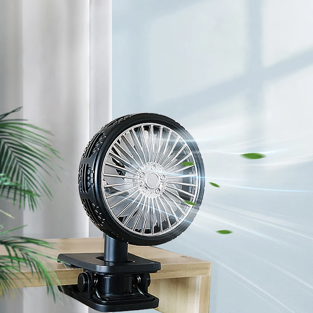 Mini USB Portable Clip Fan 360° Rotation Cooling Fan 3 Speed with LED Light for Car Home Travel Office Desk