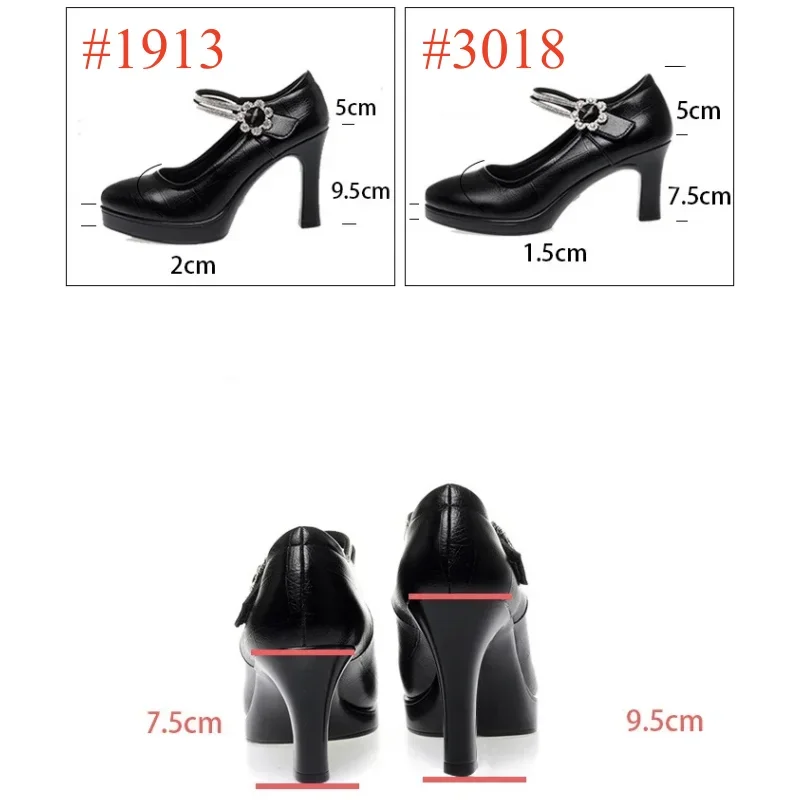 7.5cm 9.5cm Comfortable Shallow Rhinestone Ankle Band Mary Janes 2024 Spring Block High Heels Shoes Platform for Office Mom