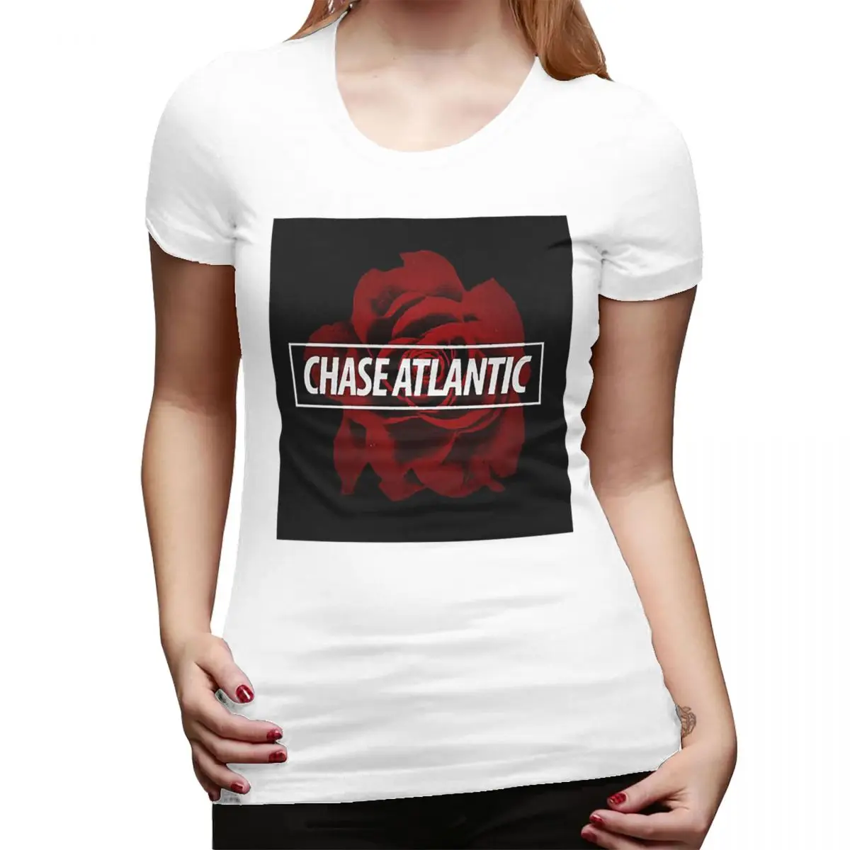 

Chase Atlantic Rose Logo T-Shirt for Women O-Neck Streetwear T Shirts Women's Short Sleeve Summer Clothes Tops