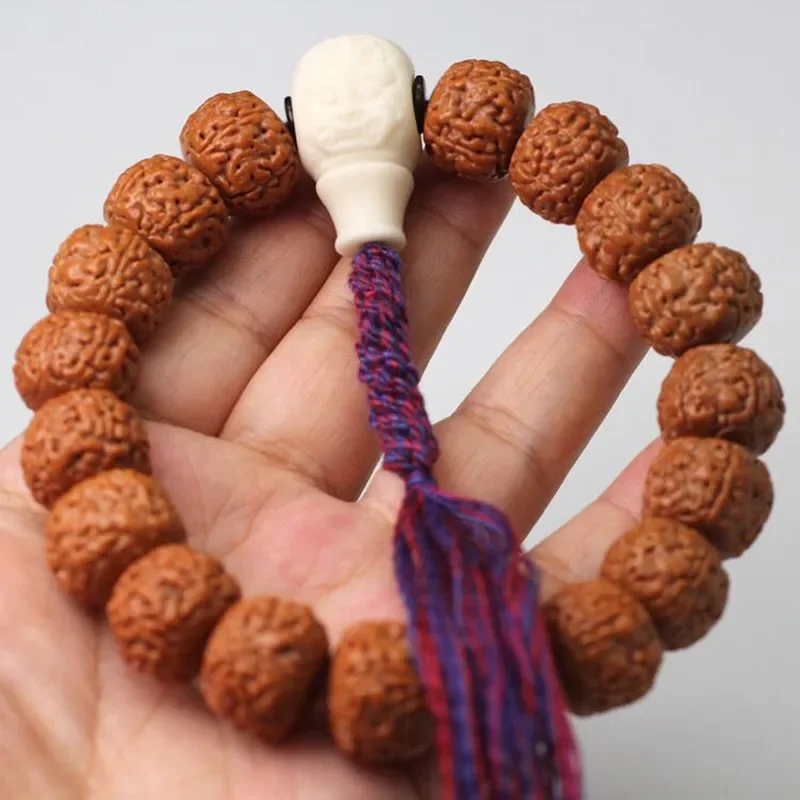 Nepal Tibetan King Muscle Pattern 17mm Yellow Skin Deep Cleaning Rudraksha Sub Crafts