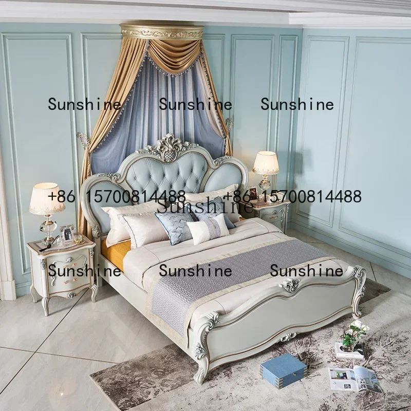 

Дворцовый французский кожаный двойной бук, европейская элитная вилла, главная спальня, свадебная кроватьR