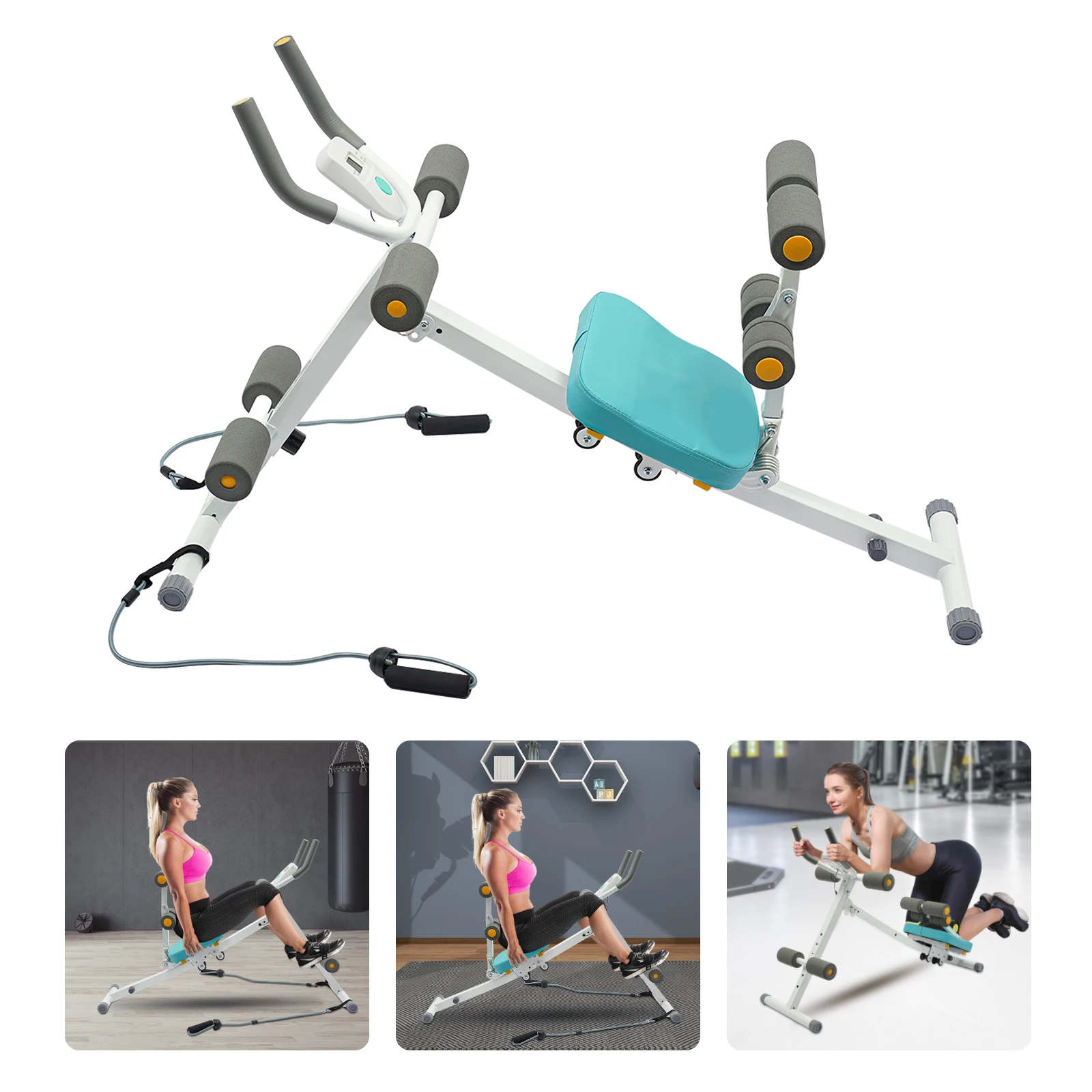 Multi-Workout Ab Machine Foldable Abdominal Cruncher Sit Up Bench Side Shaper