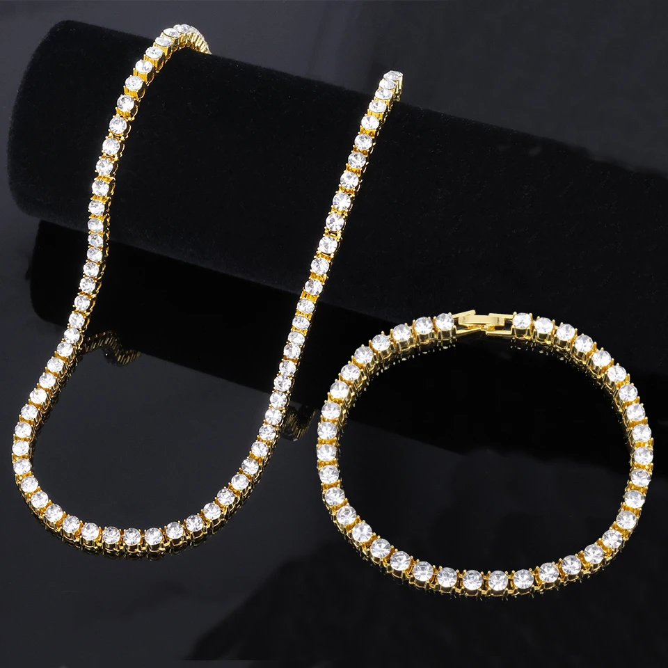 4MM Classic Tennis Chain Necklace 8/18/20 Inch Adjustable CZ Stone Choker for Men Women Hip Hop Style Daily Party Jewelry Gift