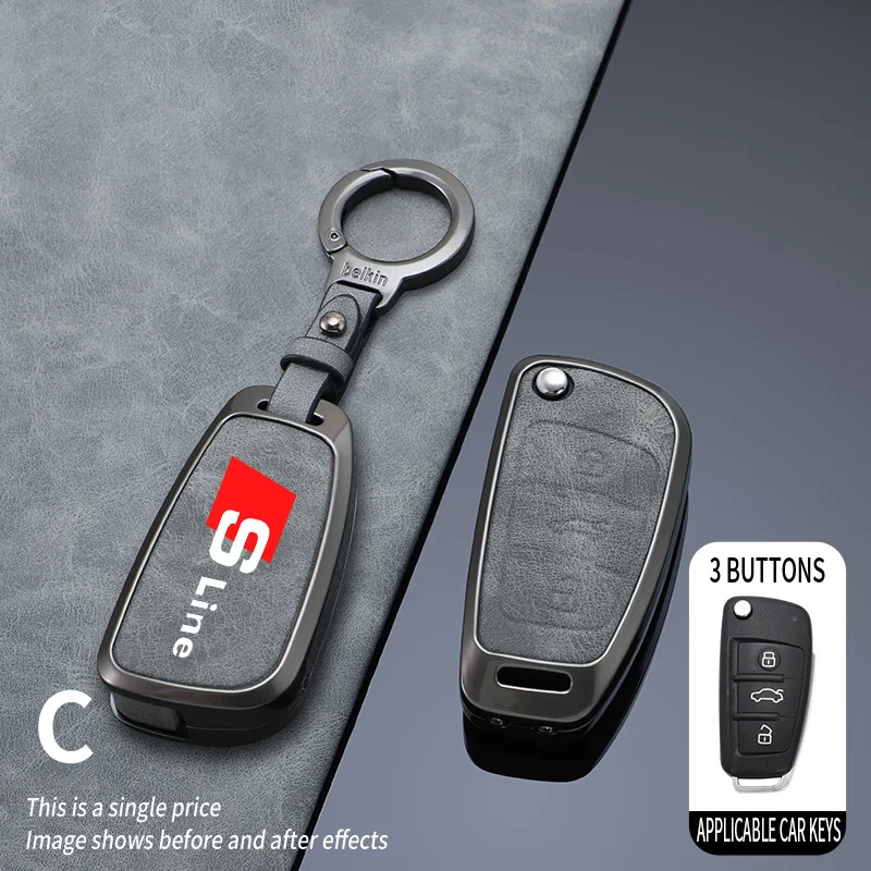 Zinc Alloy Car Key Case Cover for Audi Sline A1 A4 A5 A6 A7 A8 B6 B7 B8 B9 TT TTS 8S SQ5 A4L A6L Q3 Q5 Q7 S5 S6 S7 Accessories