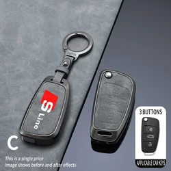 Zinc Alloy Car Key Case Cover for Audi Sline A1 A4 A5 A6 A7 A8 B6 B7 B8 B9 TT TTS 8S SQ5 A4L A6L Q3 Q5 Q7 S5 S6 S7 Accessories