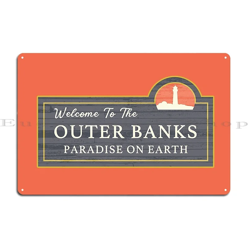 مرحبًا بكم في البنوك الخارجية، ملصق لافتة معدنية مطبوع عليها صدئ لنادي السينما ونادي القصدير