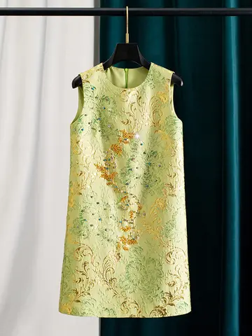 Elegante mouwloze shift-jurk voor dames – luxe met de hand kralen versieringen, hoogwaardige jurk in veststijl voor lente en zomer