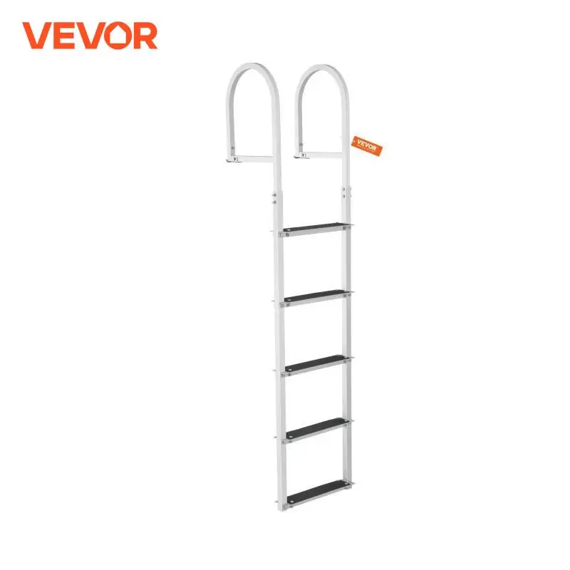 VEVOR 3/4/5 Steps Removable Dock Ladder 350/500Lbs Load Pontoon Boat Ladder with Rubber Mat for Lake, Marine Boarding, Pool