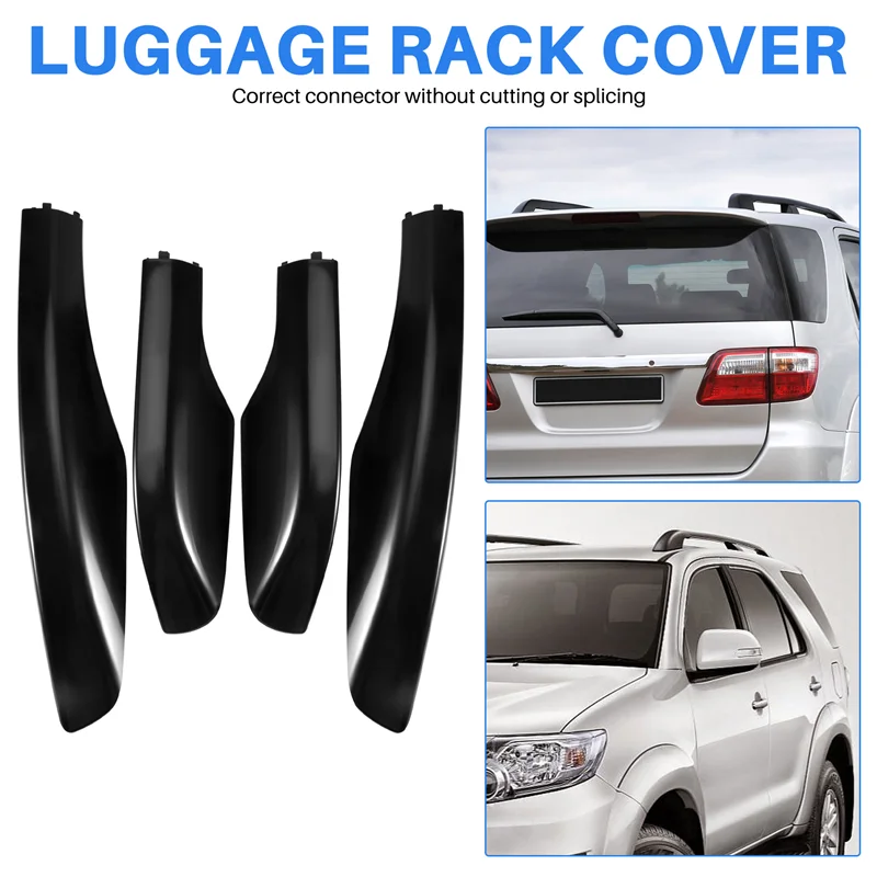 

AR-4PCS Black ABS Car Roof Luggage Rack Rail End Cover Shell Protector Fit For Toyota Fortuner 2004-2014