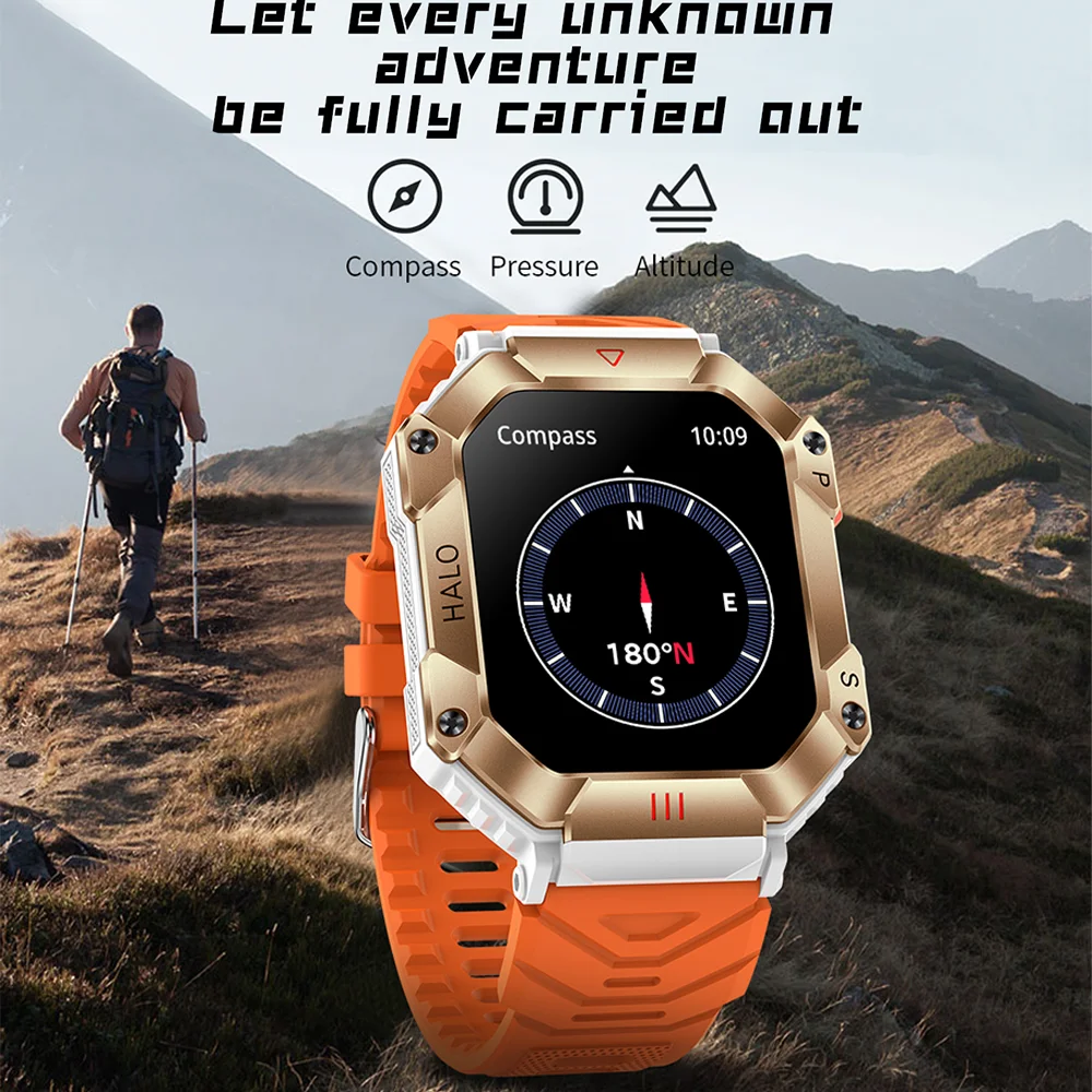 Men Smart Watch Military Healthy Monitor AI Voice Bluetooth Call Fitness Waterproof Sports Smartwatch for IOS Android Phone 2023