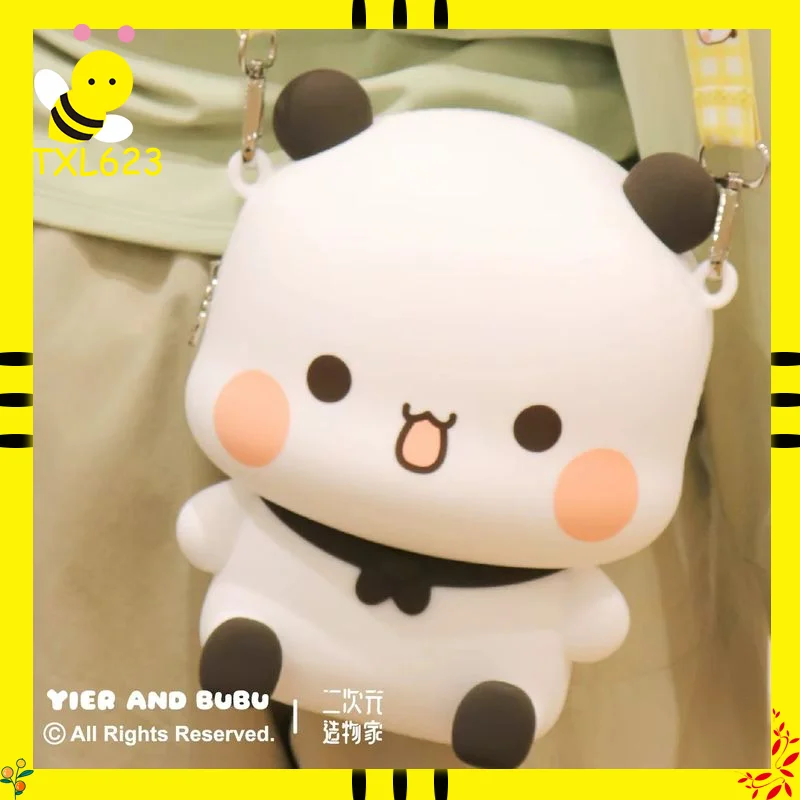 

Cartoon Panda Bubu & Yier Silicone Crossbody Bag Leisure Messenger Phone Cover for Couples Toy Figure Accessory