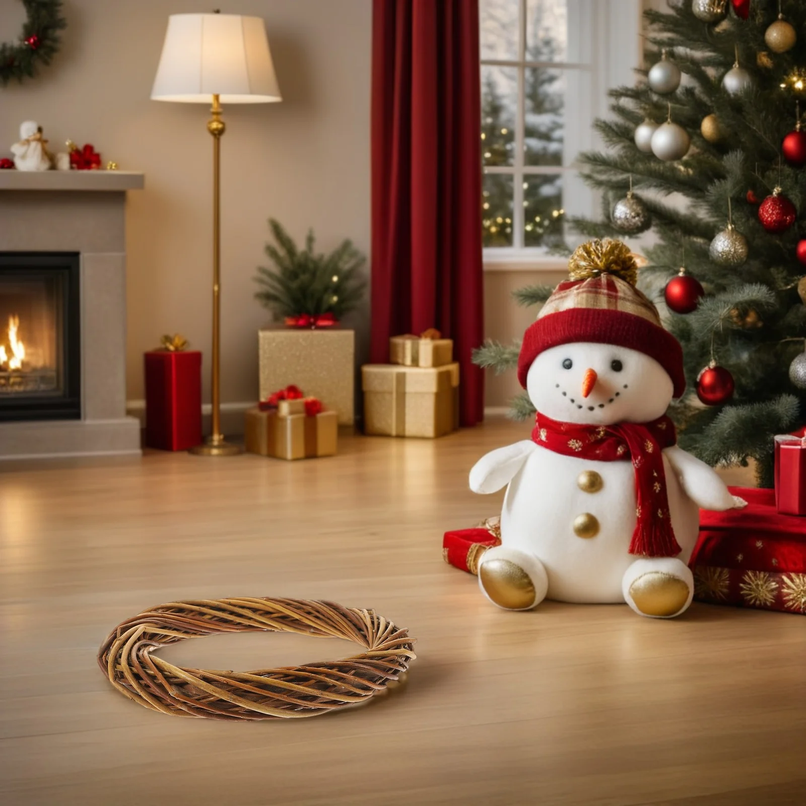 2 قطعة إكليل الخوص الطبيعي غصين ريفي جارلاند خواتم الباب الأمامي نافذة جدار الحرف DIY بها بنفسك لوازم إكليل من الخوص مستديرة #6