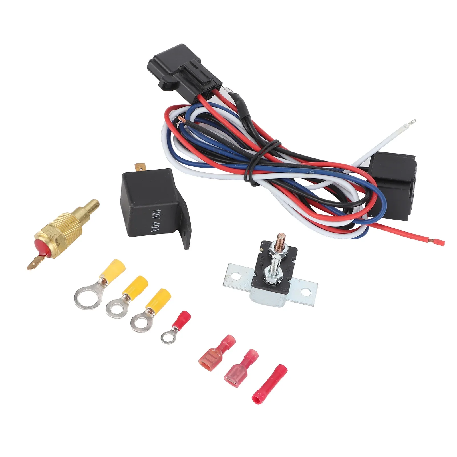Radiator Cooling Fan Relay Kit Thermostat Temperature Switch Automobile Mounting Accessory