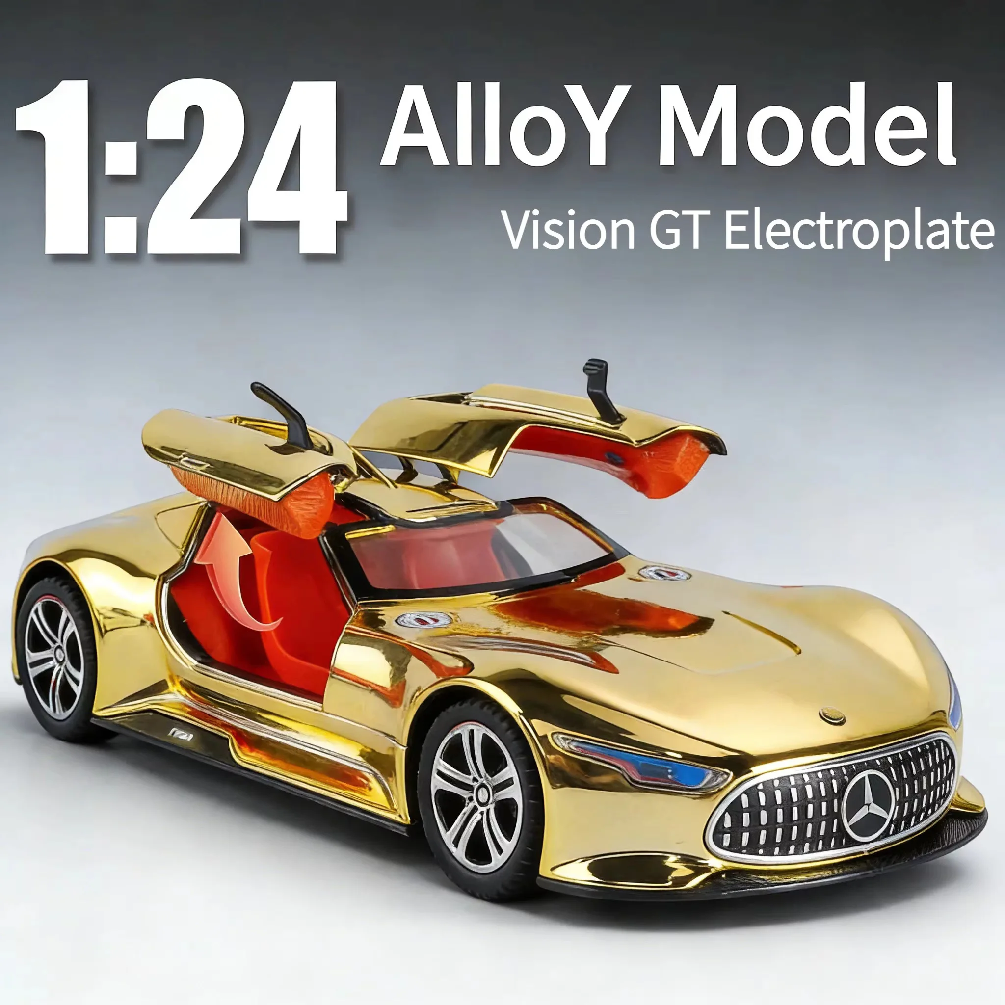 1:24 Scale Vision GT Toys Cars Models Alloy Diecast Wheels Turned Miniature Supercar with Pull Back Vehicle Home Decorations