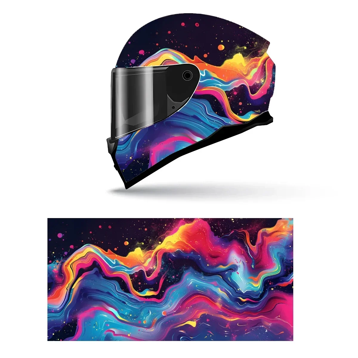 Adesivo Decorativo para Capacete de Motocicleta com Gráfico de Corrida, Vinil Colorido Abstrato Harmony para Envelopamento Completo do Capacete