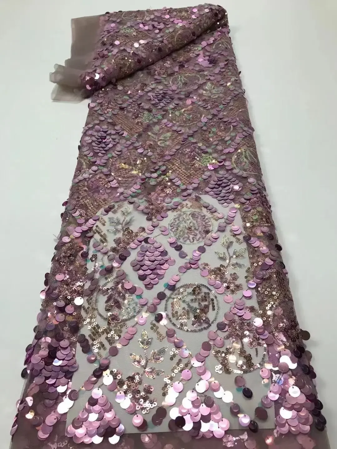 

2022 Fashion Sequins Lace Fabric With Velvet Sequins For Bridal Dress Luxury Evening Dress French Lace 5 yards