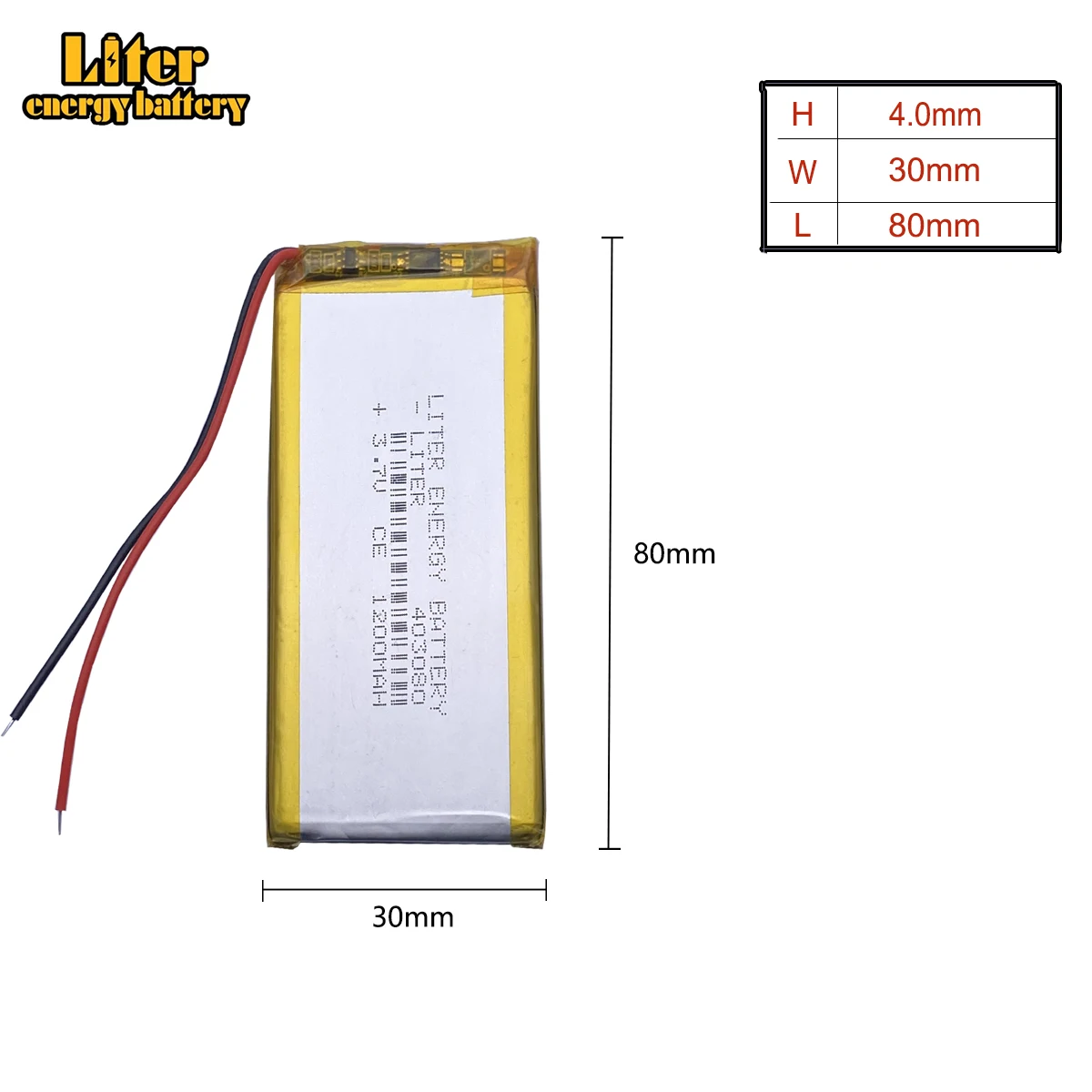 3.7V 1200mAh 383080 403080 Liter energy battery Rechargeable Battery  For Mp3 MP4 MP5 GPS mobile bluetooth