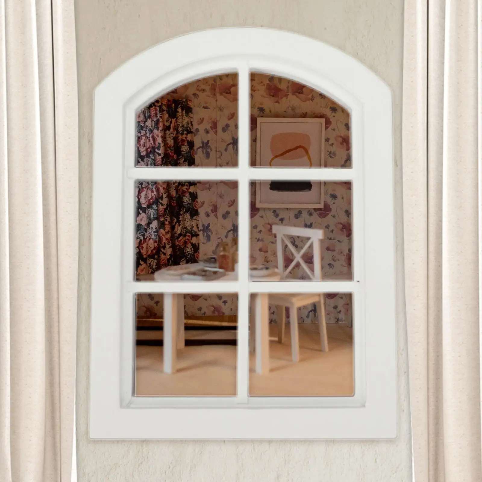 Accessori per mobili per finestre per case delle bambole in miniatura in legno WhiteArch