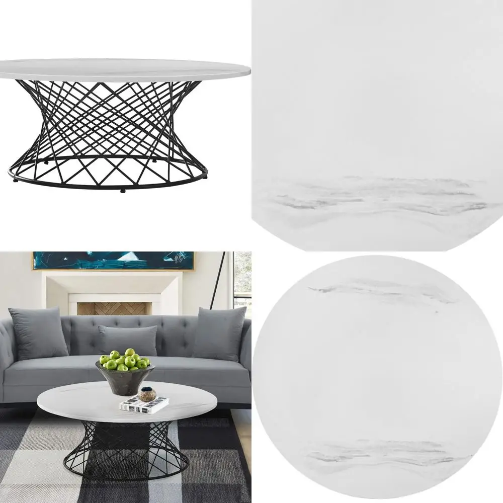 

Белый мраморный журнальный столик с черной металлической рамой