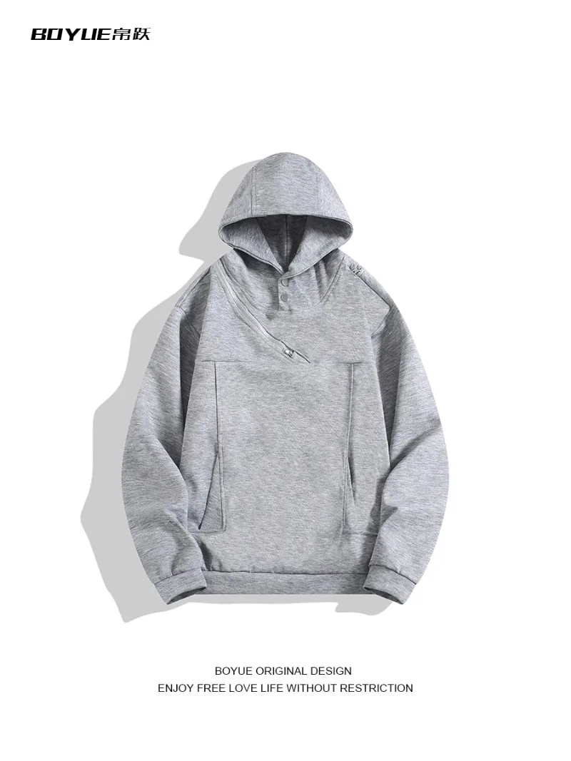 

Juspinice Korean Fashion Zipper Hooded Sweatshirt Men's Autumn and Winter New Item Hip-hop Versatile High Arcade Style Jacket