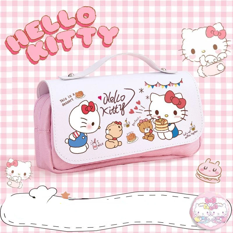 Sanrio Hello Kitty Kuromi My Melody Cinnamoroll Cat Student Stationery Box Cute Storage Bag Pencil Cases School Supplies