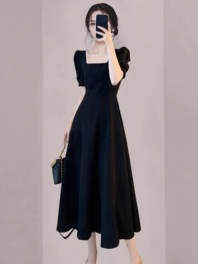 

2024 Women's Clothing Royal sister style retro dress black dress Spring Summer New No.69