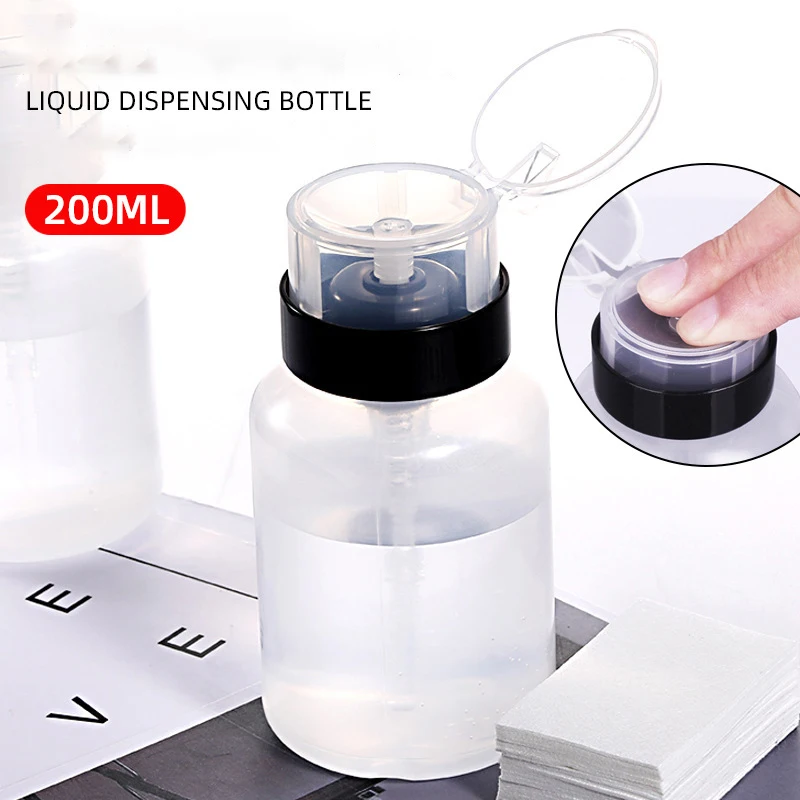 Botella vacía para quitar esmalte de uñas, dispensador rellenable de Alcohol líquido, contenedor para manicura, 200ML