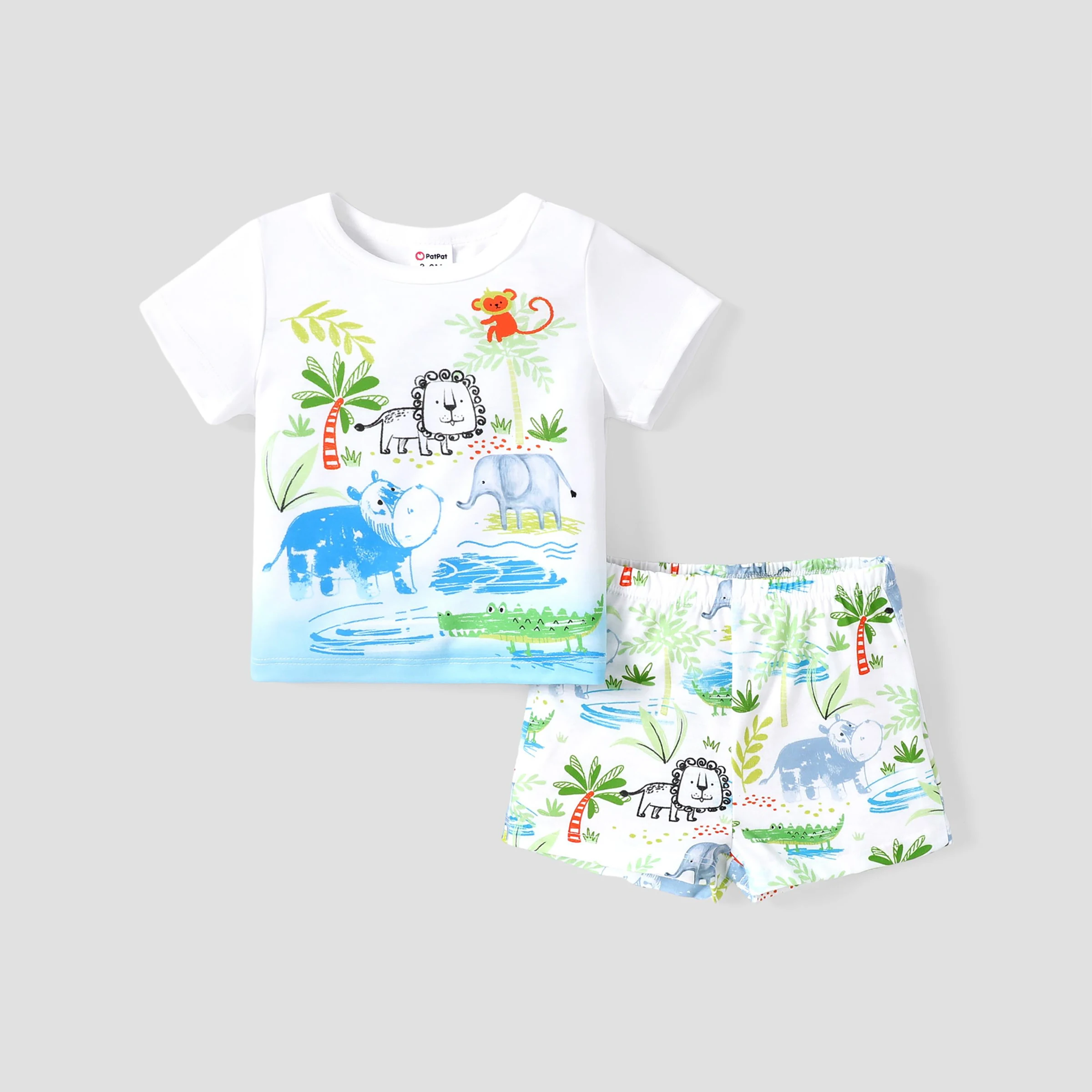 

PatPat 2PCS Baby Boy Childlike Animal Pattern T-shirt and Pants Sets
