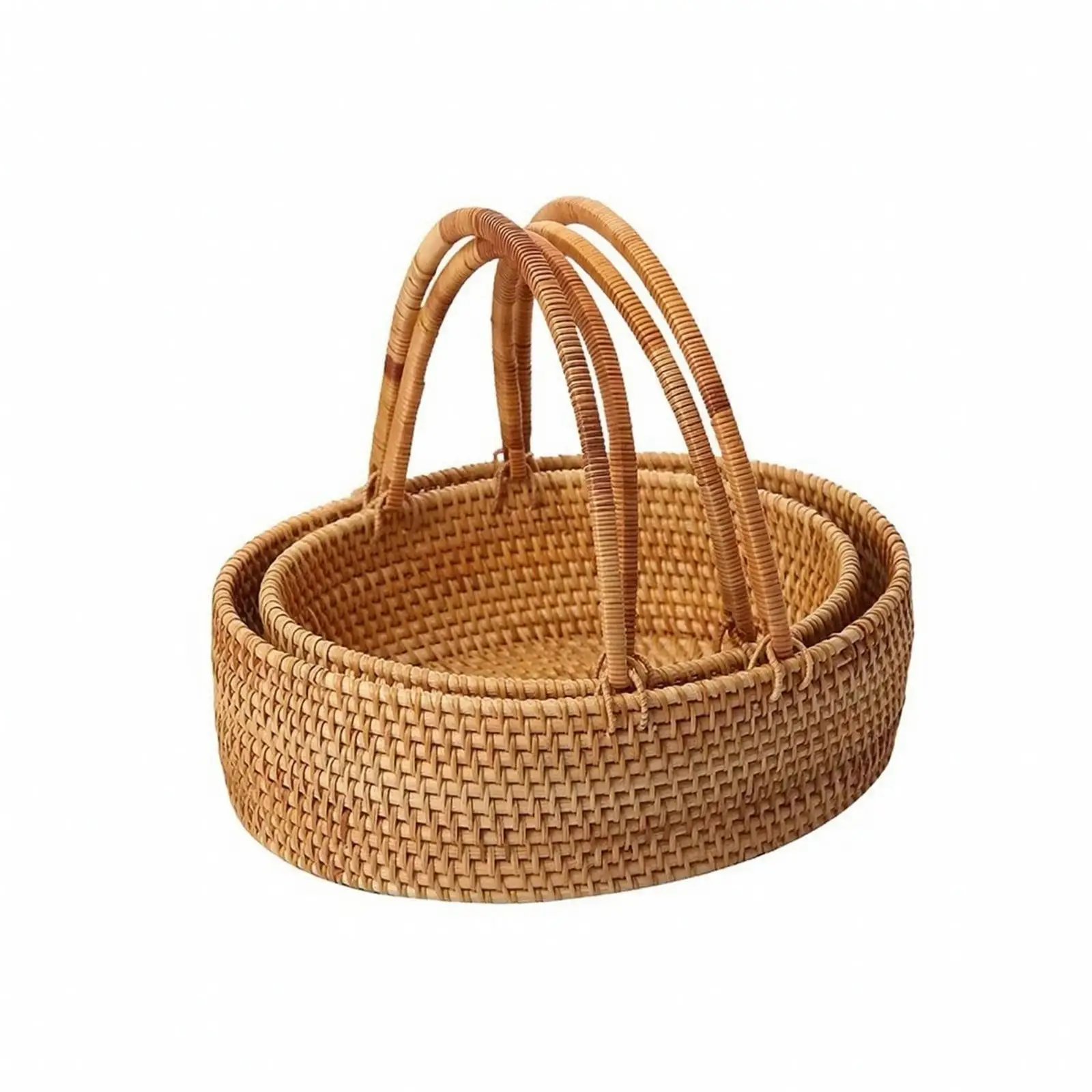 Rustic Handwoven Rattan Basket for Organizing Toys Small Items and Home Decor