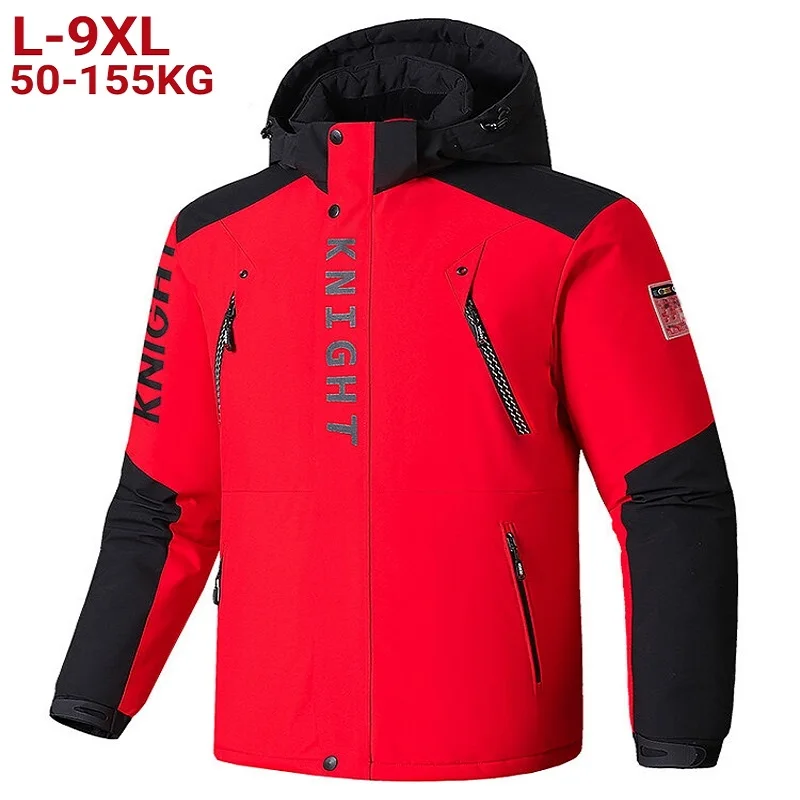 2023 Men\'s Winter Jacket Hooded Fleece Warm Parka Men Black Plush Coat Male Big Large Size Outerwear 9XL Windbreak Autumn Anorak