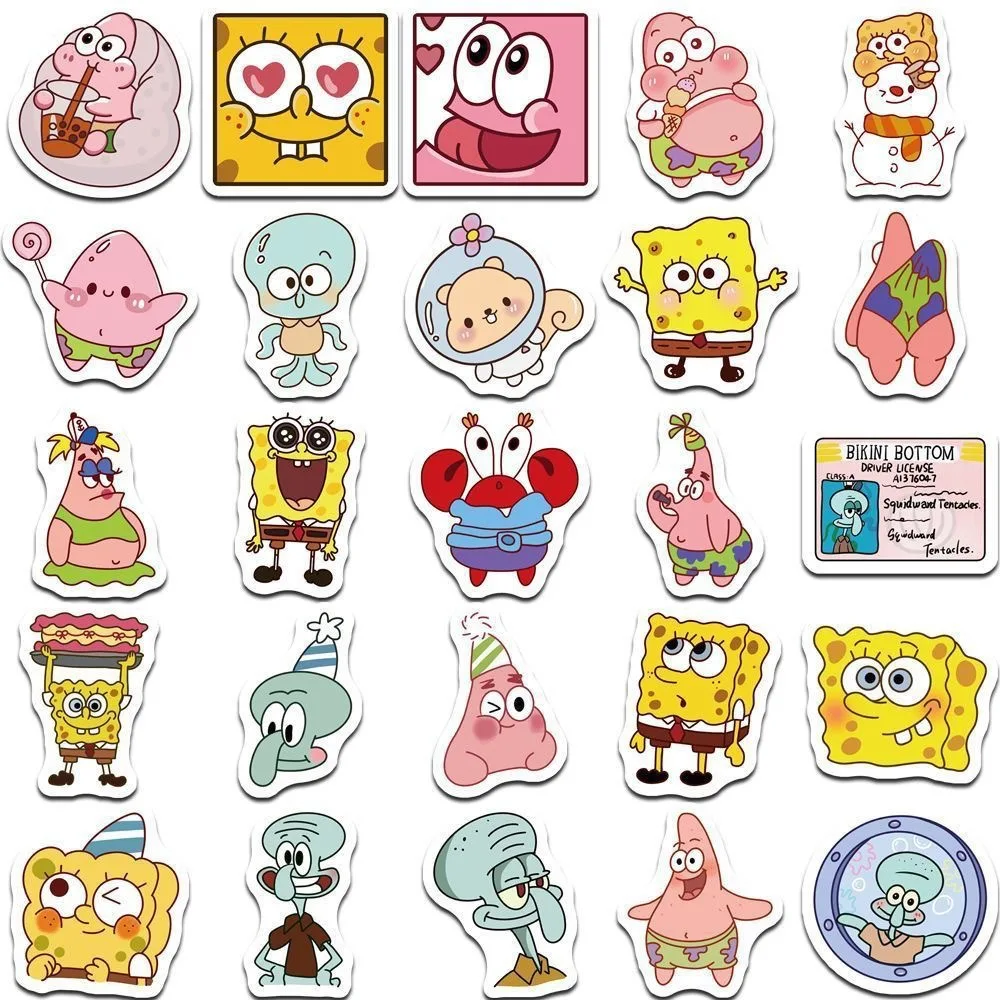 100pCS SpongeBob SquarePants Stickers Cartoon Anime Figure I