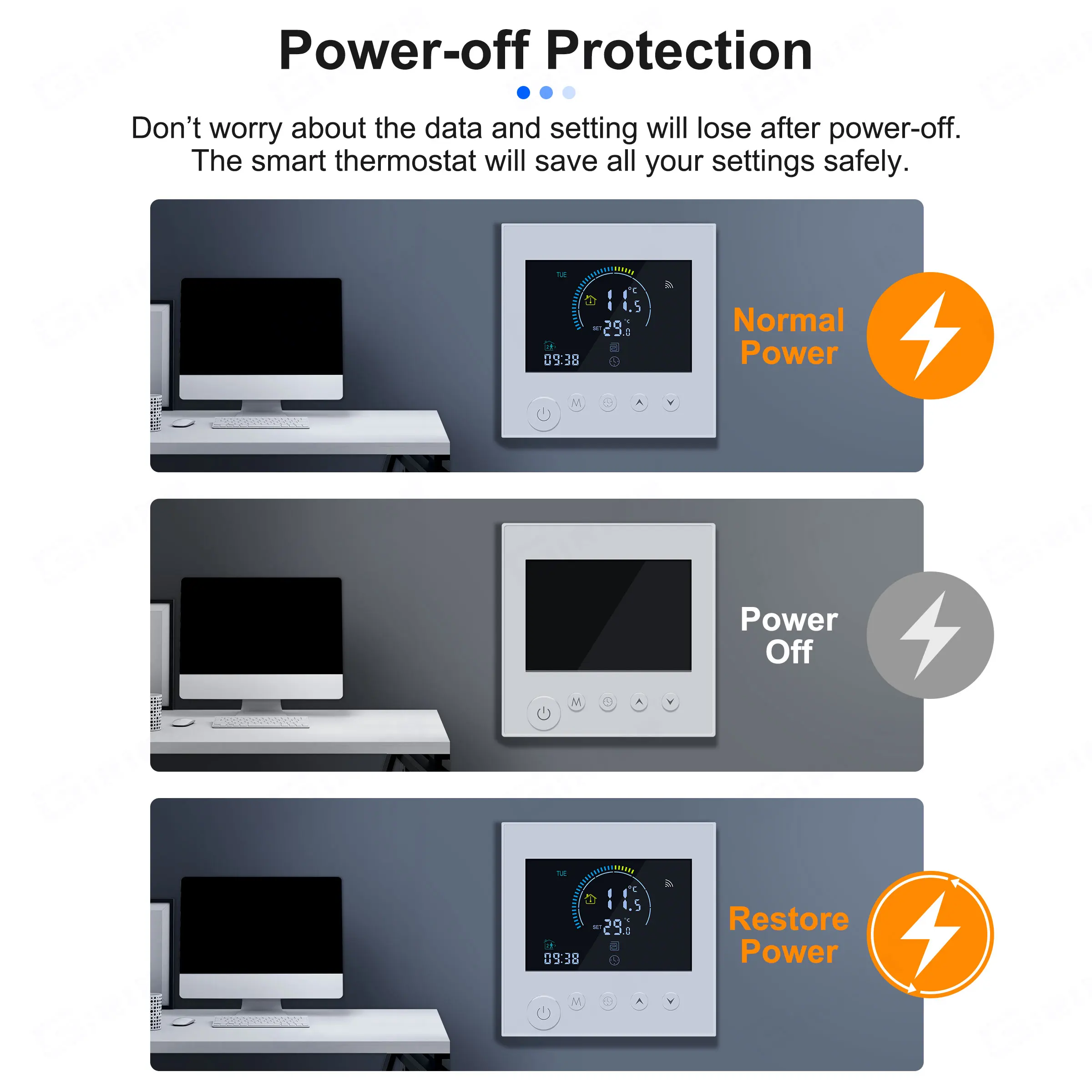 GIRIER-Thermostat Wifi Intelligent pour Chauffage Électrique au Sol, Microphone à Eau/Gaz, Contrôleur de Température Programmable, Alexa Hey Google