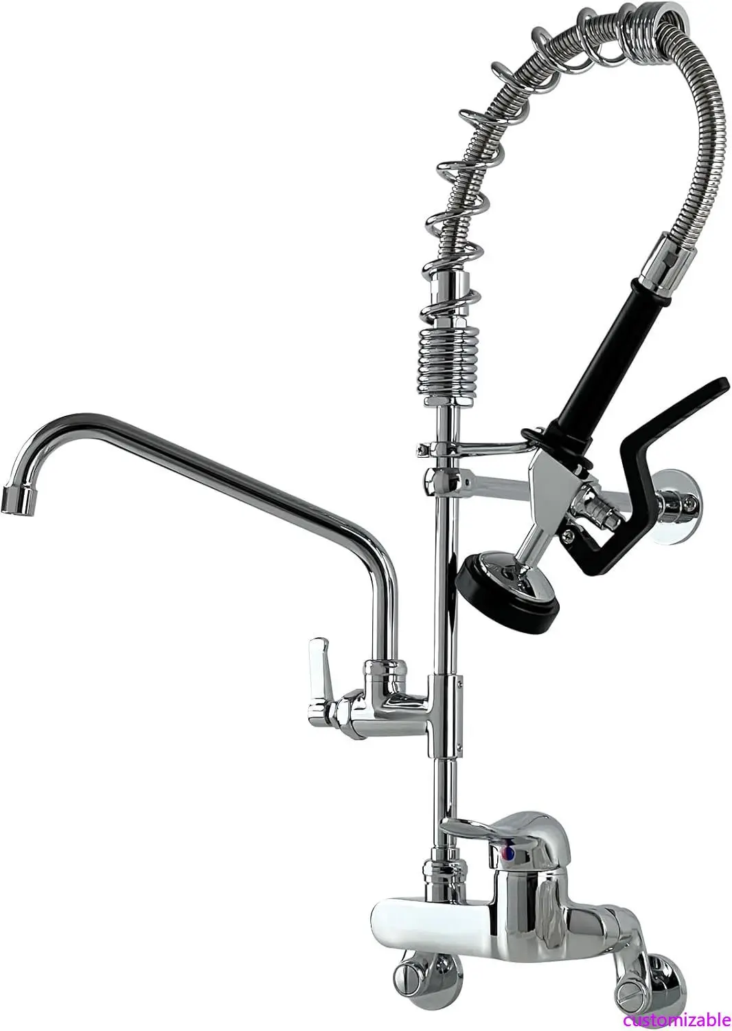 

8-дюймовый регулируемый настенный смеситель для кухонной мойки с выдвижным распылителем и пружиной высотой 10 дюймов