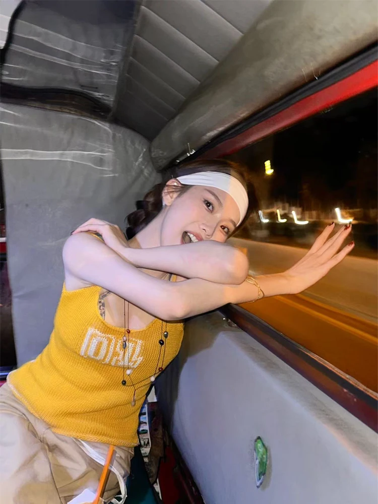 

Стильная и модная женская майка-топ из хлопка с цифровым принтом, универсальная, на бретельках, для лета