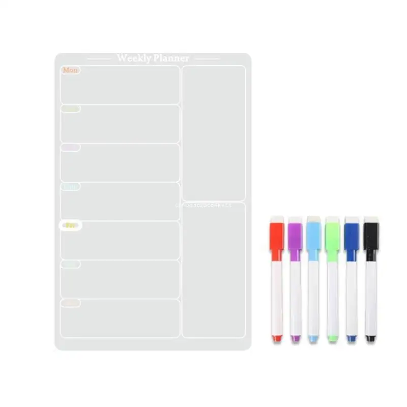 Acrylic Fridge Calendar Weekly Planner Dry Erases Menu Board for Fridge Dropship