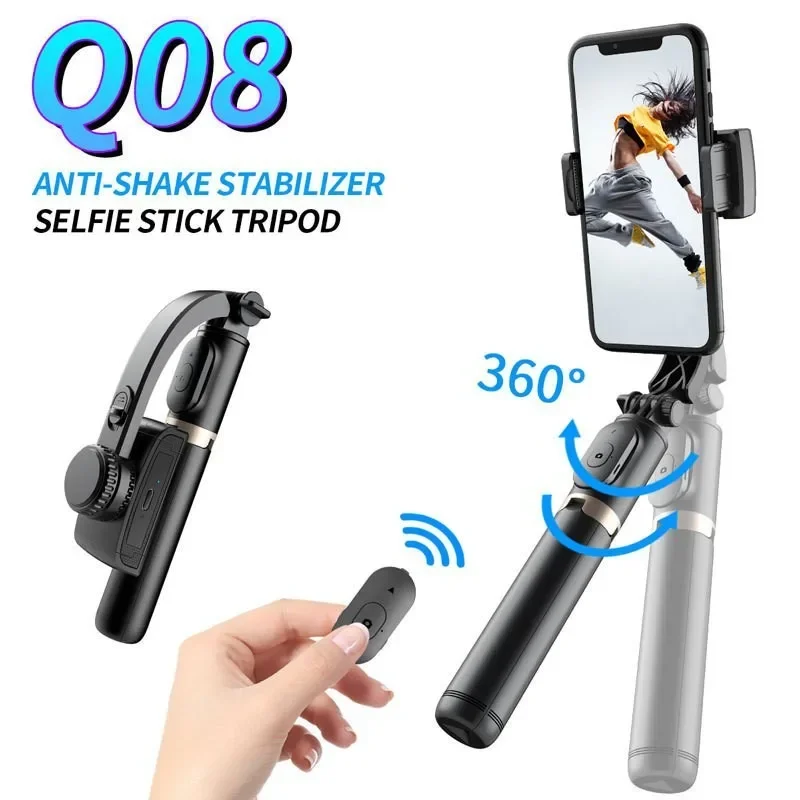 Q08 Single Axis Stabilizer Horizontal and Vertical Shooting Universal Live Broadcast Floor Stand Handheld Pan Tilt Anti Shake St