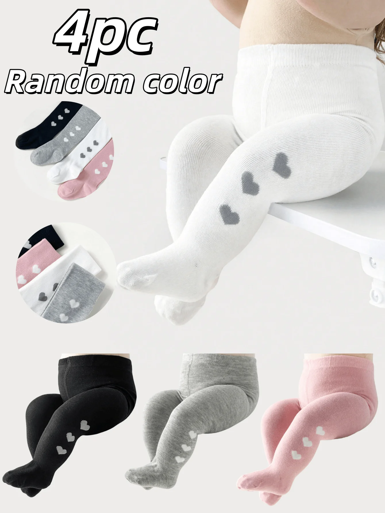 4 Pieces Children's Baby Girl's Toddler Solid Tights - Perfect For School, Dancing & Play