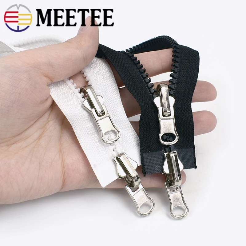 Meetee 65-300cm 5# Resin Zippers Double-sided Sliders Open-end Zipper for Coat Down Jacket Outdoor Tent Zip DIY Sewing Accessory