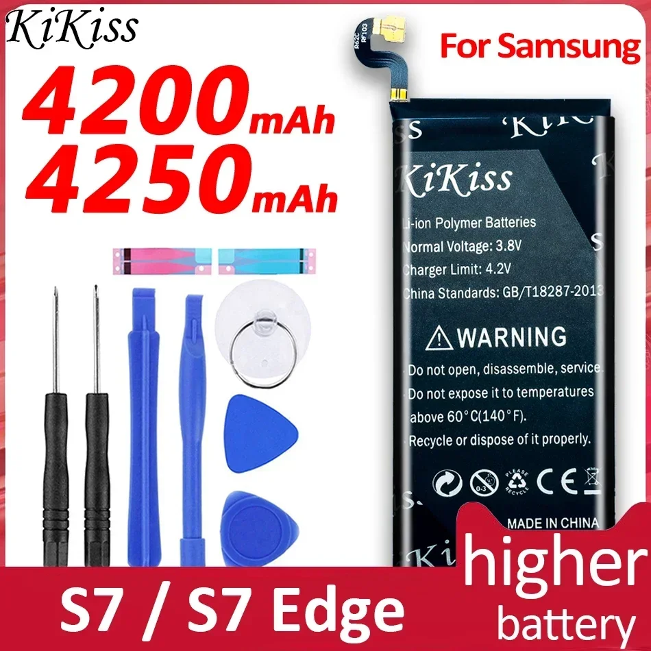 Free tool KiKiss Battery For Samsung Galaxy S7 / S7 Edge Mobile Phone Battery SM G930 G930F G935 G935FD EB-BG930ABE EB-BG935ABE