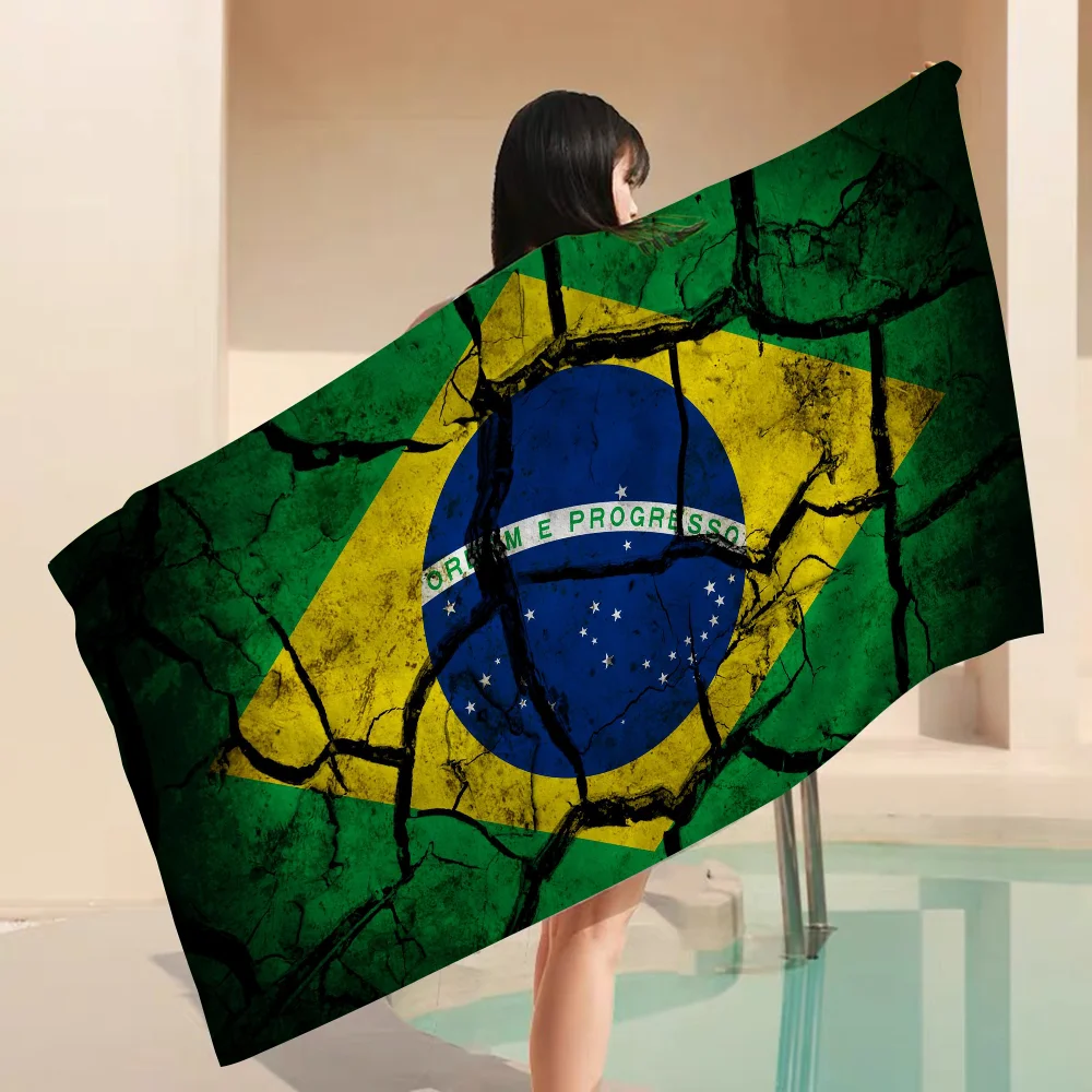 Brazil Brazilian Flag Big Microfiber Beach Towels Quick Dry Towel Sand Beach Towels Pool Towel For Travel Swim Pool Yoga