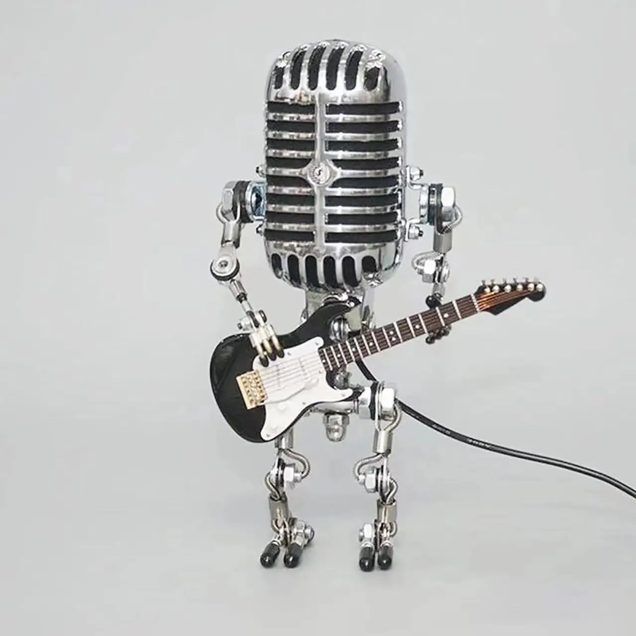 Explosive Metal Microphone Robot Metal Microphone Rock Guitar with Light Home Music Decoration