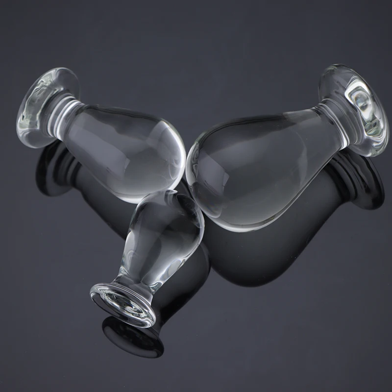 Large Buttplug 3 Size Lamp Bulb Shape Glass Anal Beads Crystal Butt Plug Personal Massage for Couple Lover Sex Toys Dildo for 18