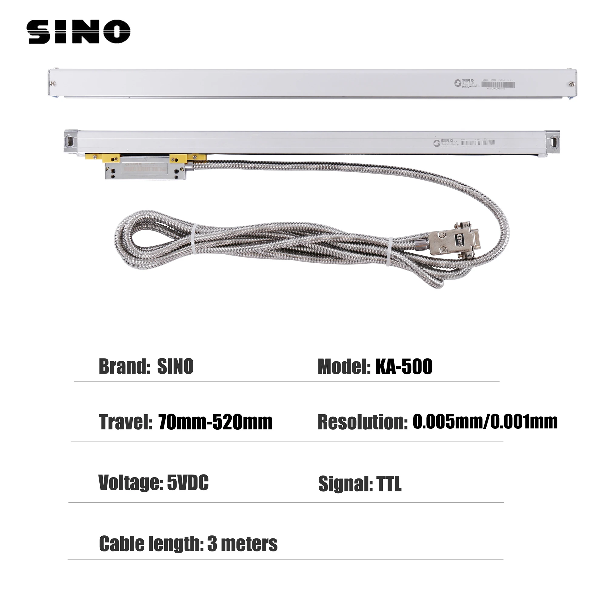 Imagem -06 - Escala Linear Fina Sino-mini Ka500 470 mm 520 mm 0.001 mm 0.005 mm Ttl Ka500 1um 5um Codificador Pequeno Fino Ótico Sensor de Régua Grating