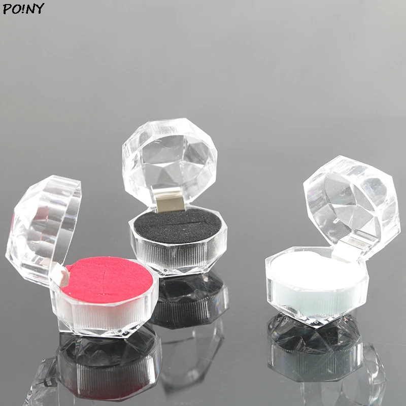 1Pcs Fashion Transparent Acrylic Storage Box Gift Pakcage Display Case For Ring Box Jewelry