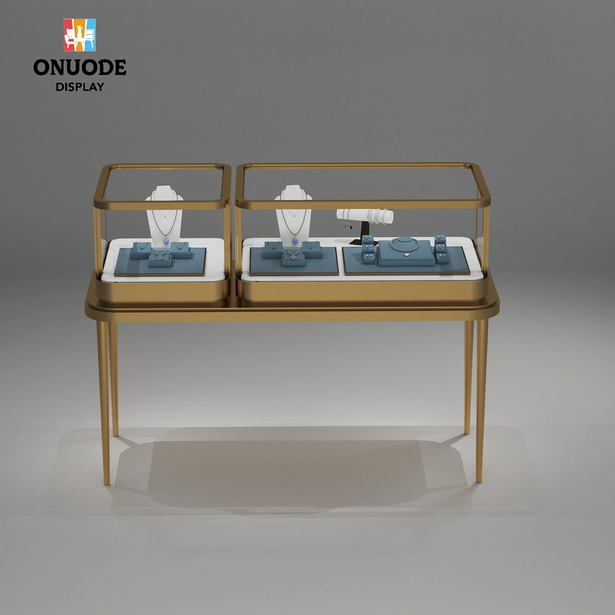 Custom.Custom LED Display Cabinet for Jewelry Necklace Showcase Counter Glass Store Display Case