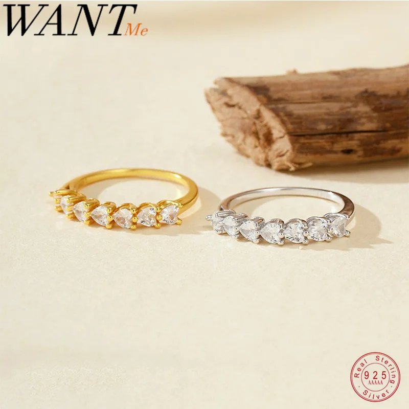 Anillo de Dedo con Zirconia en Forma de Corazón de Amor, de Plata de Ley 925, Romántico y Lujoso, para Mujer, Joyería Elegante para Boda, para Parejas, de la Marca WANTME