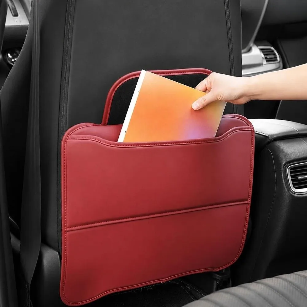 New PU Leather Car Seat Back Protector Wearproof Multi-Functional Anti-Kick Pads Anti-Scratch Backseat Storage Organizer